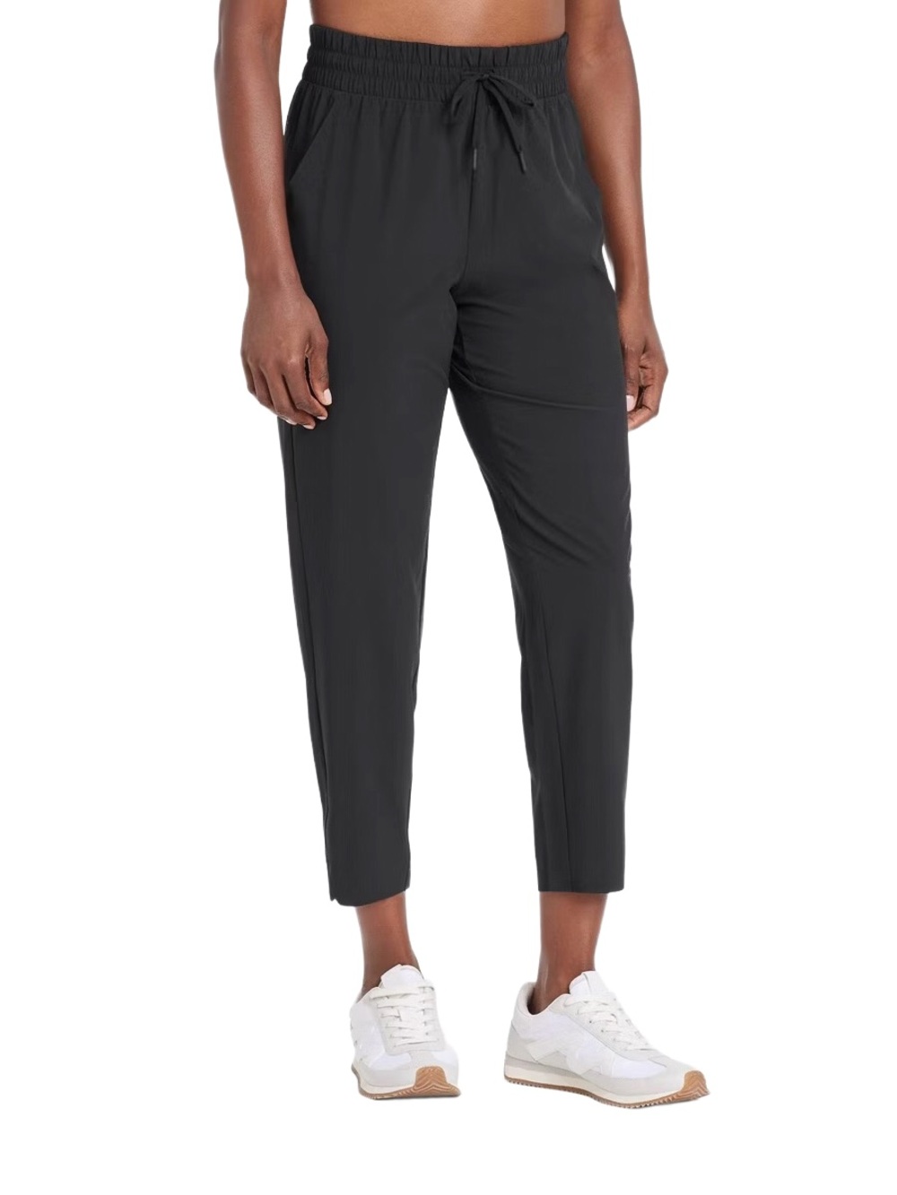 all in motion Black Cropped Elastic-Waist Tapered Pants